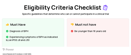 Tamsulosin Hydrochloride (Alpha Blocker) Clinical Trial Eligibility Overview. Trial Name: NCT04987892 — Phase 4