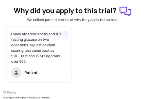 Atherosclerosis Patient Testimony for trial: Trial Name: NCT02915198 — Phase 4