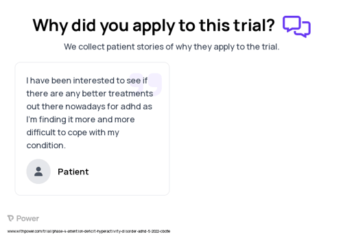 Attention Deficit Hyperactivity Disorder (ADHD) Patient Testimony for trial: Trial Name: NCT05469386 — Phase 4