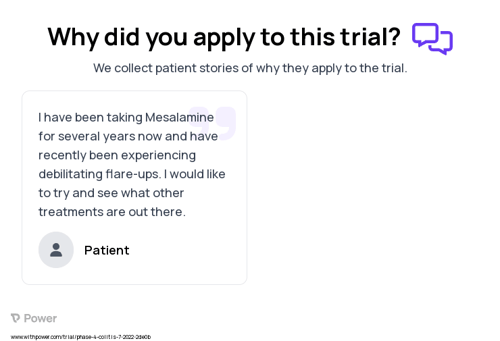 Ulcerative Colitis Patient Testimony for trial: Trial Name: NCT05369832 — Phase 4