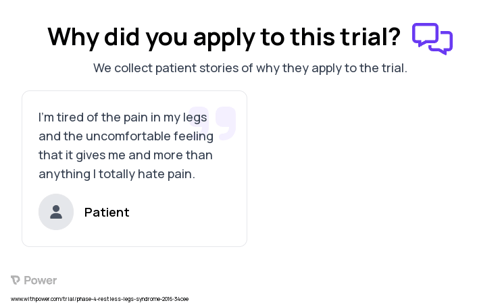 Restless Leg Syndrome Patient Testimony for trial: Trial Name: NCT02633683 — Phase 4