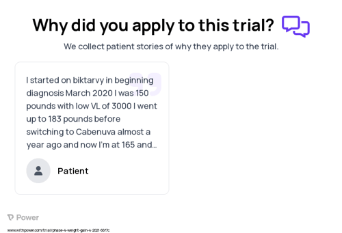 Human Immunodeficiency Virus Infection Patient Testimony for trial: Trial Name: NCT04636437 — Phase 4