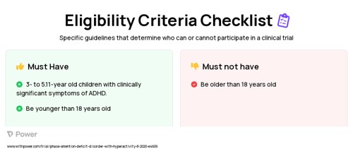 Promoting Engagement with ADHD Pre-Kindergarteners (PEAK) (Behavioural Intervention) Clinical Trial Eligibility Overview. Trial Name: NCT04627415 — N/A
