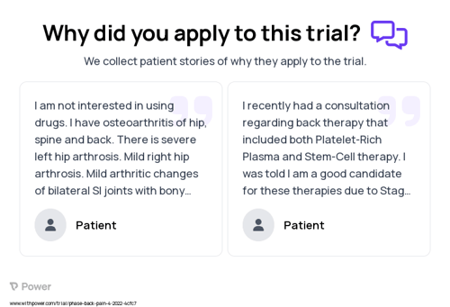 Lumbar Spondylosis Patient Testimony for trial: Trial Name: NCT05250947 — N/A