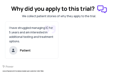 Interstitial Cystitis Patient Testimony for trial: Trial Name: NCT05276466 — N/A