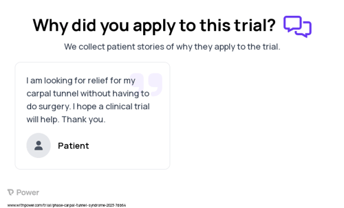 Carpal Tunnel Syndrome Patient Testimony for trial: Trial Name: NCT05675046 — N/A