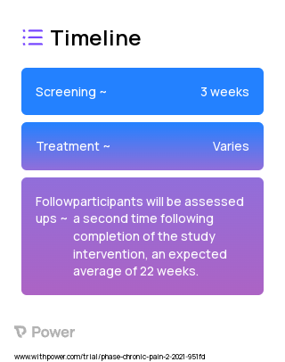 Cognitive Behavioral Therapy for Chronic Pain (Behavioral Intervention) 2023 Treatment Timeline for Medical Study. Trial Name: NCT04118283 — N/A