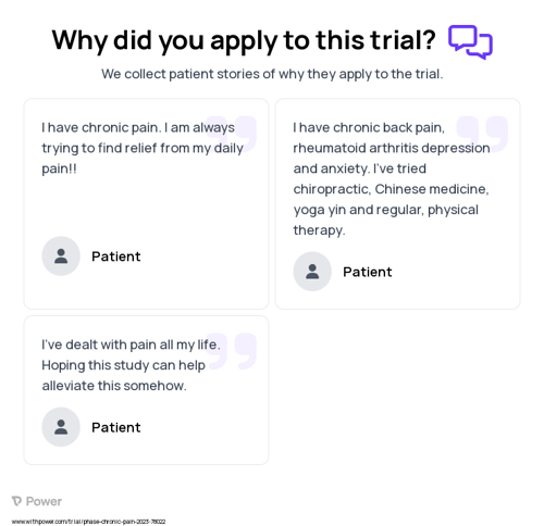 Chronic Pain Patient Testimony for trial: Trial Name: NCT05612750 — N/A