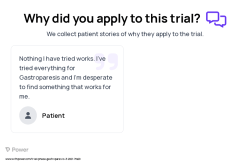 Gastroparesis Patient Testimony for trial: Trial Name: NCT04844190 — N/A