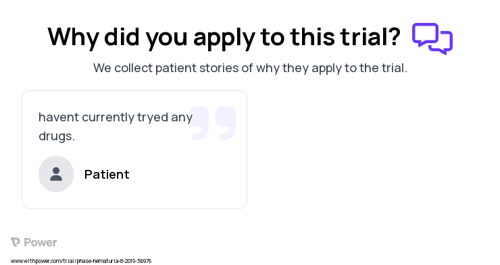 Blood in Urine Patient Testimony for trial: Trial Name: NCT03988309 — N/A