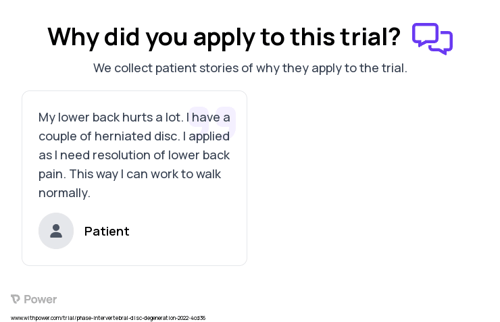 Intervertebral Disc Displacement Patient Testimony for trial: Trial Name: NCT05098431 — N/A