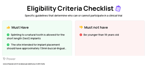 T3 Short Dental Implant System (Dental Implant) Clinical Trial Eligibility Overview. Trial Name: NCT04237545 — N/A