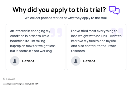 Obesity Patient Testimony for trial: Trial Name: NCT04678752 — N/A