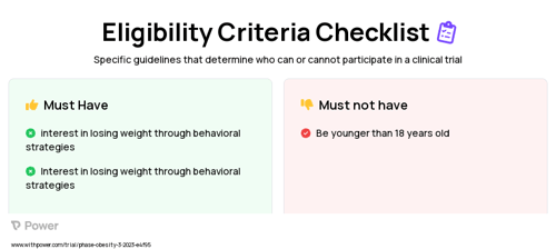 Core behavioral weight loss intervention Clinical Trial Eligibility Overview. Trial Name: NCT05249465 — N/A