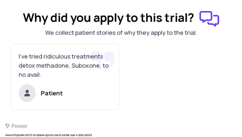 Opioid Use Disorder Patient Testimony for trial: Trial Name: NCT05405712 — N/A