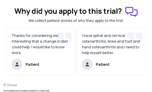 Osteoarthritis Patient Testimony for trial: Trial Name: NCT05559463 — N/A