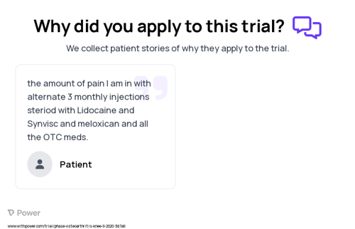 Osteoarthritis Patient Testimony for trial: Trial Name: NCT04343716 — N/A