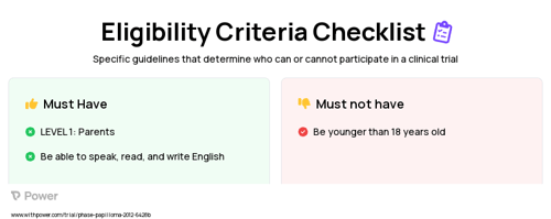 educational intervention Clinical Trial Eligibility Overview. Trial Name: NCT01901770 — N/A