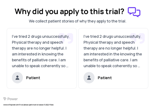 Parkinson's Disease Patient Testimony for trial: Trial Name: NCT05222386 — N/A