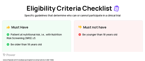Early enteral nutrition (Dietary Supplement) Clinical Trial Eligibility Overview. Trial Name: NCT05042882 — N/A