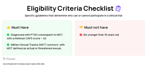 Exposure Therapy Clinical Trial Eligibility Overview. Trial Name: NCT03803332 — N/A