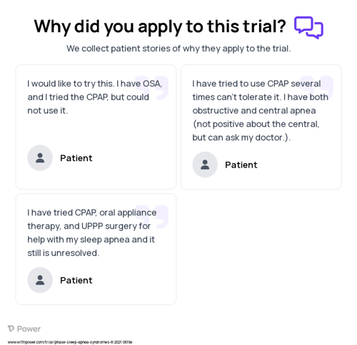 Obstructive Sleep Apnea Patient Testimony for trial: Trial Name: NCT04861038 — N/A