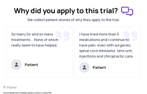 Lumbar Spine Disease Patient Testimony for trial: Trial Name: NCT05405374 — N/A