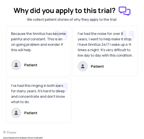 Tinnitus Patient Testimony for trial: Trial Name: NCT05434637 — N/A