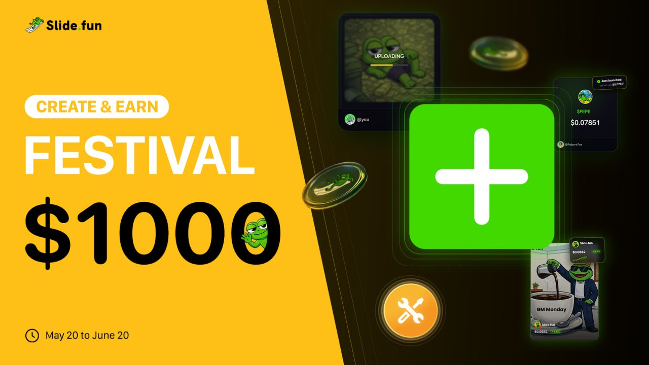 Slide.fun Create & Earn Festival campaign banner with $1000 prize pool