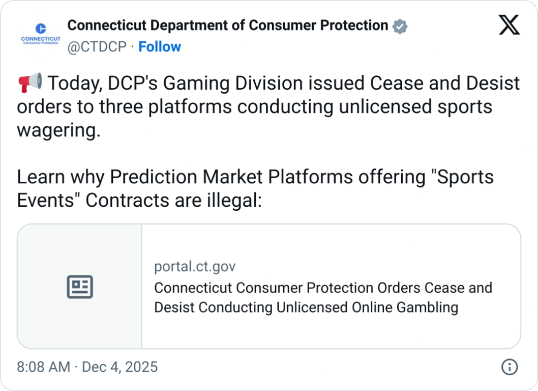 Source: Connecticut Department of Consumer Protection