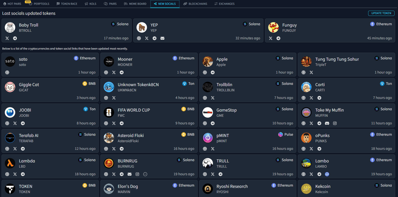 dextools new socials