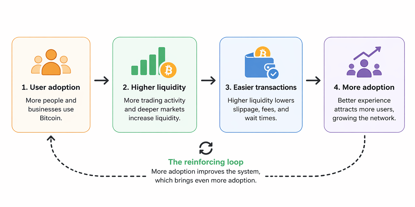 how bitcoin network effect works