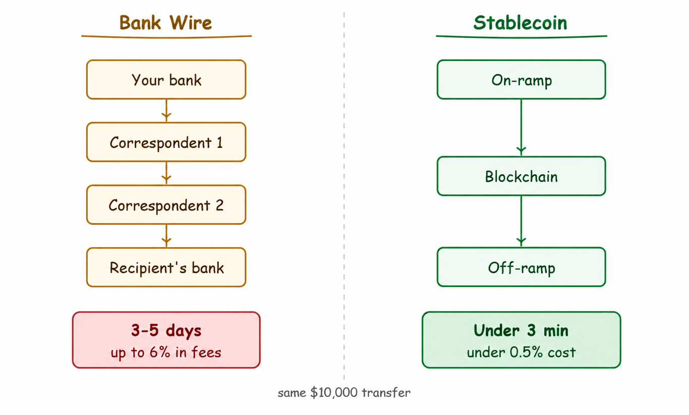 traditional vs stablecoin payment system