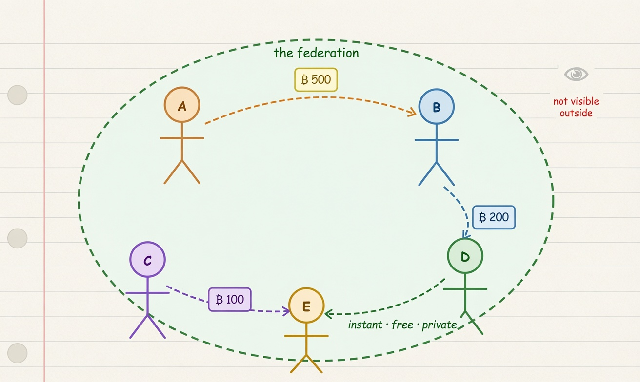 ecash transactions inside the fedimint federation