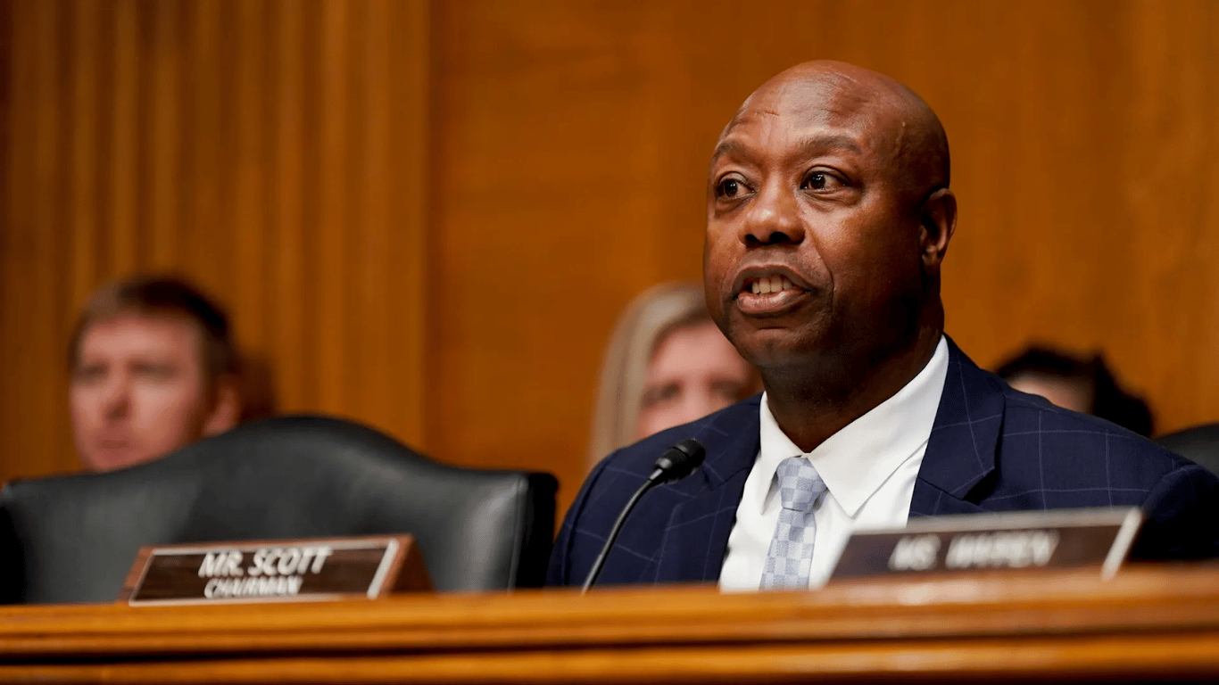 Senator Tim Scott, Chair of the Senate Banking Committee, involved in Senate negotiations over the CLARITY Act and crypto market structure rules.