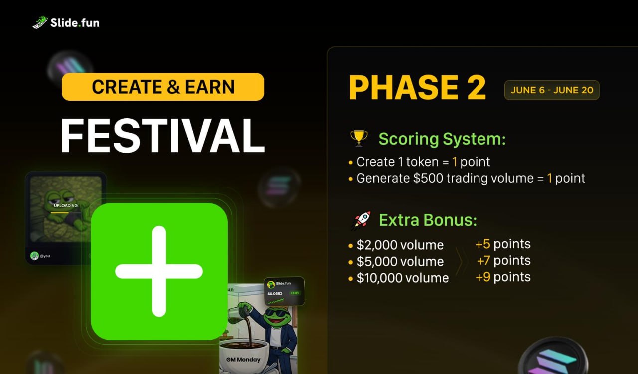 Slide.fun Create & Earn Festival Phase 2: Guide and Rewards