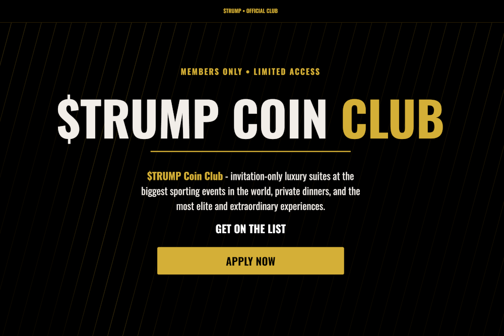 Trump’s $TRUMP memecoin is preparing to launch a “Coin Club” membership scheme
