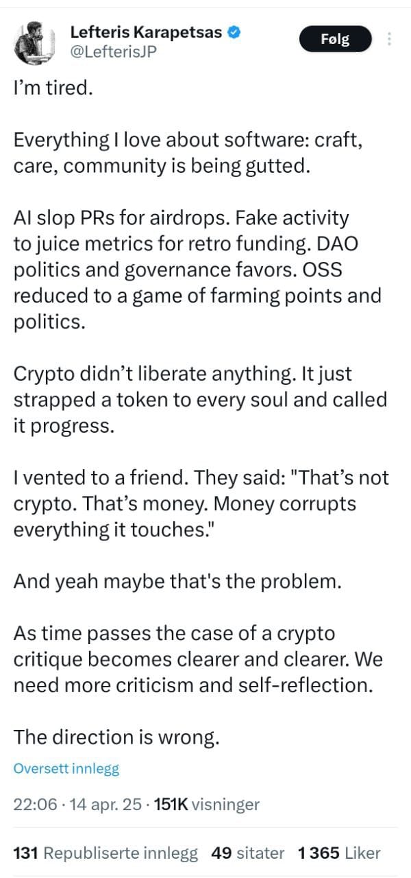 Lefteris on crypto and sentiment