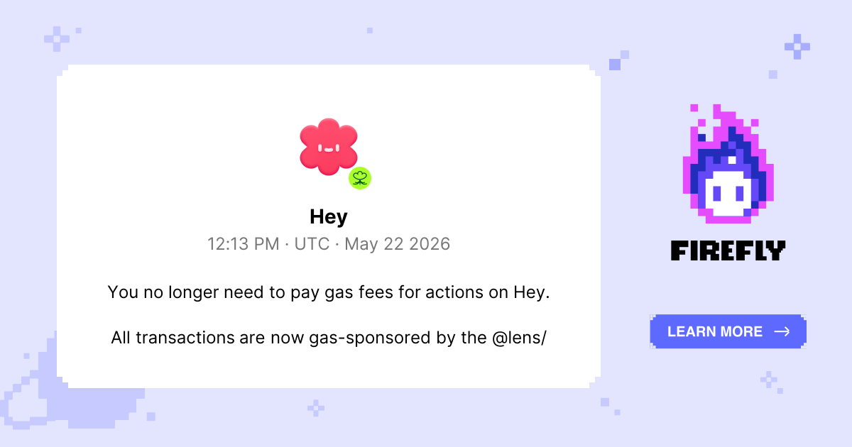 @hey: no longer need to pay gas fees for actions on Hey