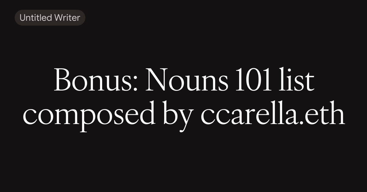Nouns 101: Reading list