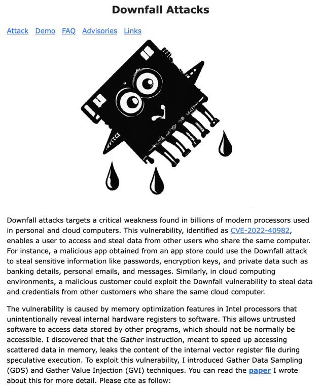 Downfall attacks - Major exploit in Intel CPUs discovered by Google researcher