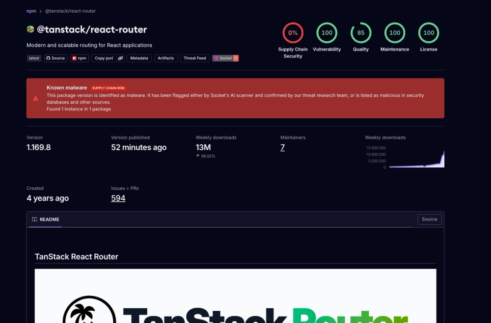 TanStack npm Packages Compromised in Ongoing Mini Shai-Hulud...