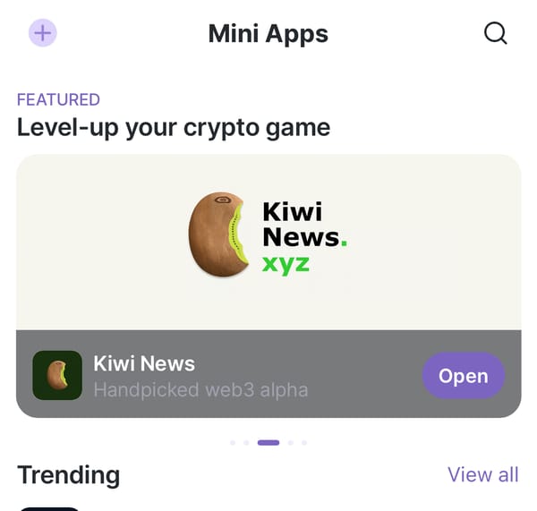 Kiwi is promoted on the FC mini app store