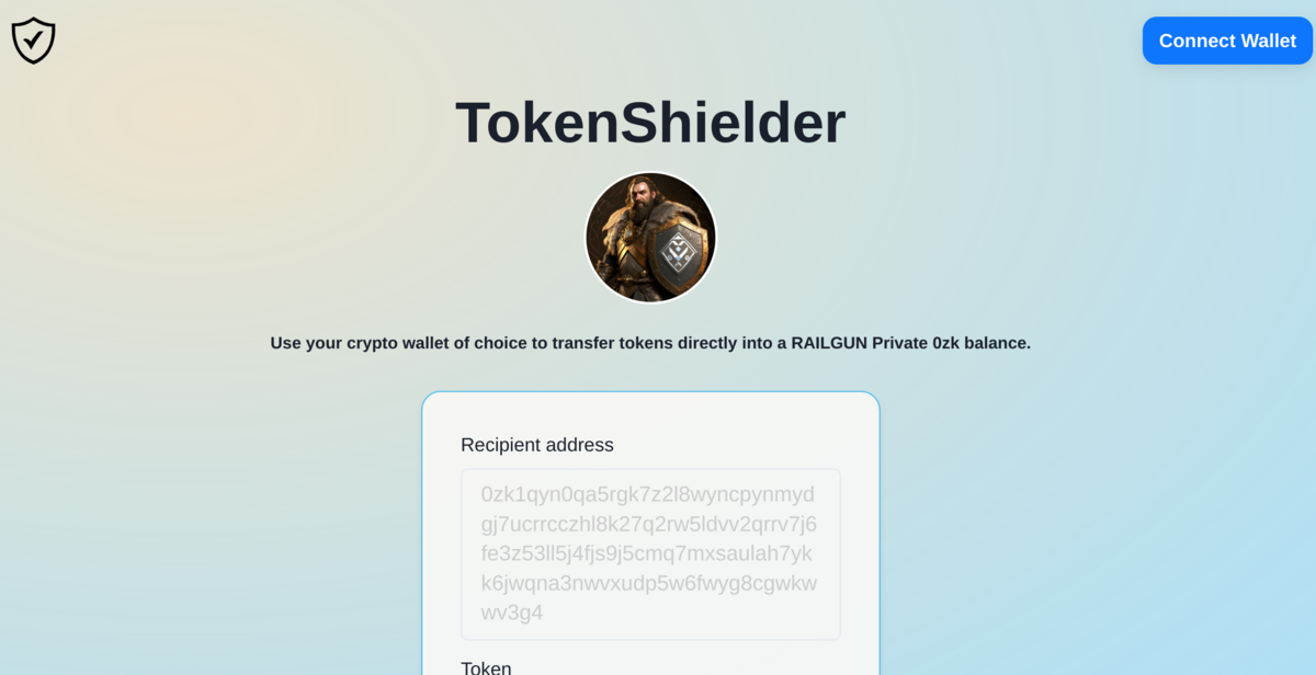 Token Shielder - transfer tokens directly into a RAILGUN Private 0zk balance