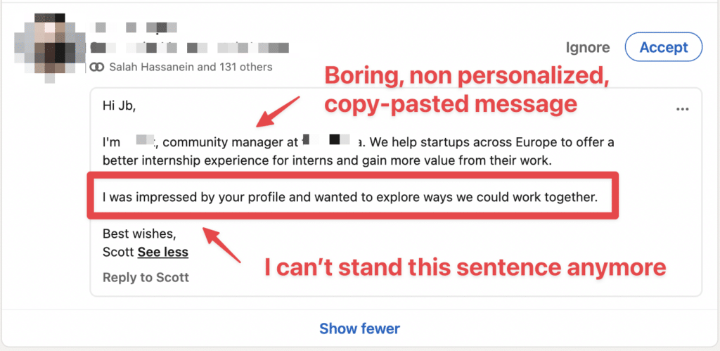 l'étiquette  de demande de connexion linkedin