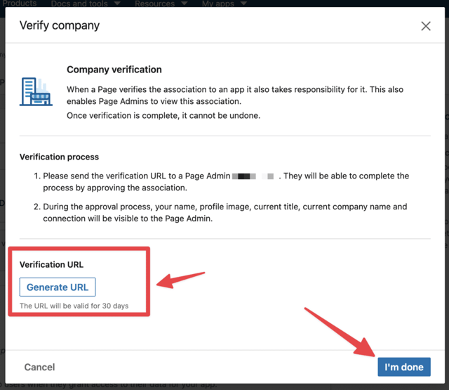 vérifiez votre entreprise sur la configuration API LinkedIn