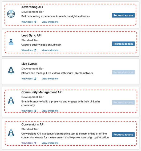 choisissez le bon produit pour votre API LinkedIn