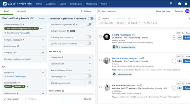 sales navigator advanced filters for better experience