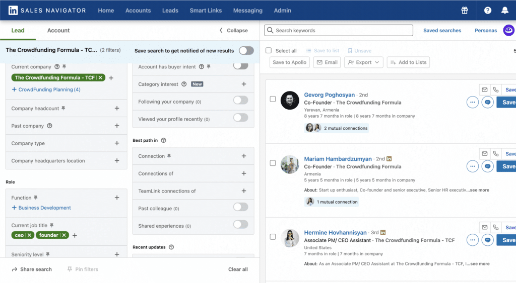 sales navigator advanced filters for better experience