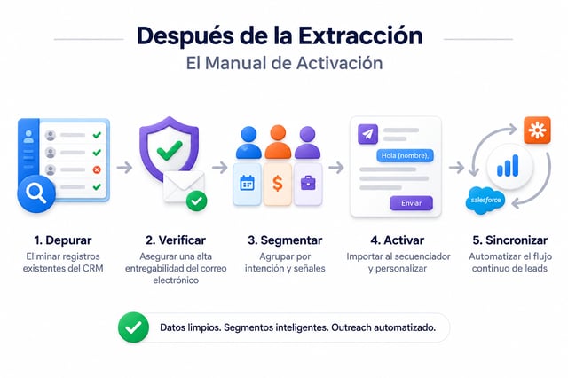 El manual de activación tras la extracción: depurar, verificar, segmentar, activar y sincronizar los leads
